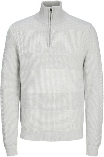 Jack & Jones HUGO Knitted Sweater with Half Zipper Cool Gray - Sviitrid ja dressipluusid - Meeste suured kapuutsiga jakid suurustes 2XL – 14XL