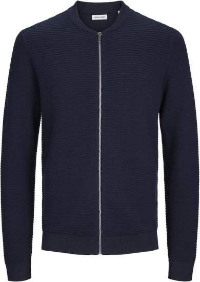 Jack & Jones OTTO Knitted Sweater with Zipper Navy - Sviitrid ja dressipluusid - Meeste suured kapuutsiga jakid suurustes 2XL – 14XL