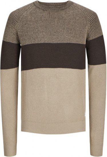 Jack & Jones PANNEL Knitted Sweater Brown - Sviitrid ja dressipluusid - Meeste suured kapuutsiga jakid suurustes 2XL – 14XL