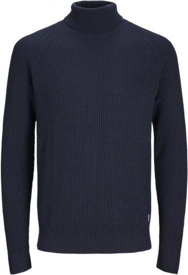 Jack & Jones PANNEL Turtleneck Knitted Sweater Navy Blazer - Sviitrid ja dressipluusid - Meeste suured kapuutsiga jakid suurustes 2XL – 14XL