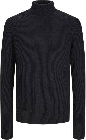 Jack & Jones PANNEL Turtleneck Knitted Sweater Black - Sviitrid ja dressipluusid - Meeste suured kapuutsiga jakid suurustes 2XL – 14XL