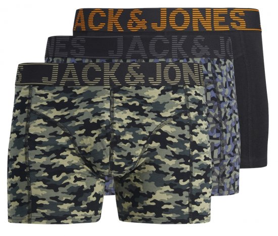 Jack & Jones JACDANNY Trunks 3-Pack Camo/Black - Aluspesu ja ujumisriided - Aluspesu 2XL-8XL