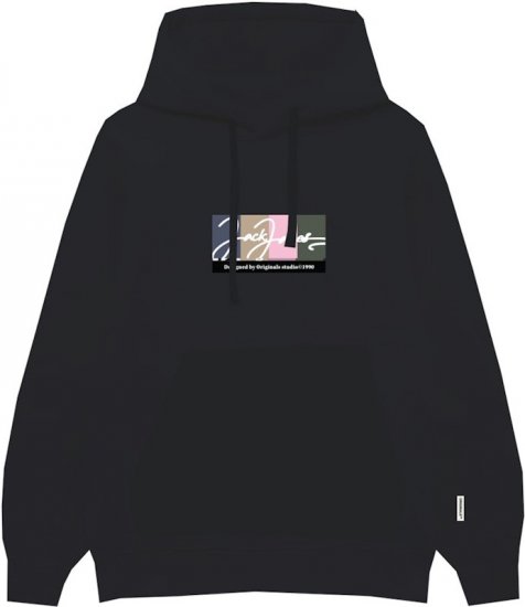 Jack & Jones PORTLAND Hoodie Black - Sviitrid ja dressipluusid - Meeste suured kapuutsiga jakid suurustes 2XL – 14XL