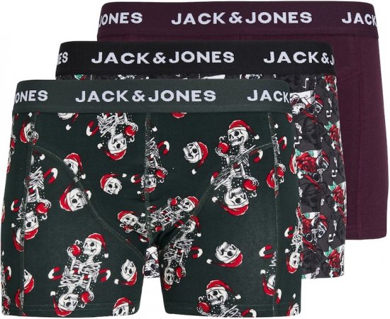 Jack & Jones XMAS Skull Trunks 3-Pack Green/Grey/Red - Aluspesu ja ujumisriided - Aluspesu 2XL-8XL