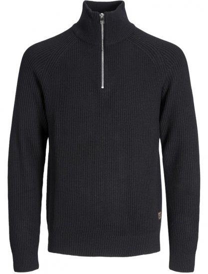 Jack & Jones Pannel Knit Half Zip Pullover Black - Sviitrid ja dressipluusid - Meeste suured kapuutsiga jakid suurustes 2XL – 14XL