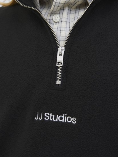 Jack & Jones Soho Half Zip Fleece Sweatshirt Black - Sviitrid ja dressipluusid - Meeste suured kapuutsiga jakid suurustes 2XL – 14XL