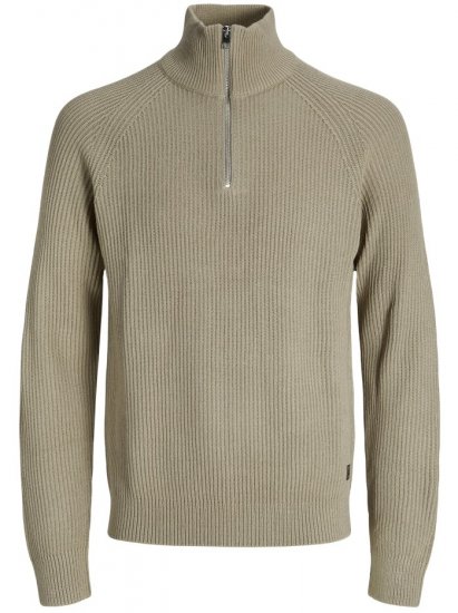 Jack & Jones Pannel Knit Half Zip Pullover Crockery - Sviitrid ja dressipluusid - Meeste suured kapuutsiga jakid suurustes 2XL – 14XL