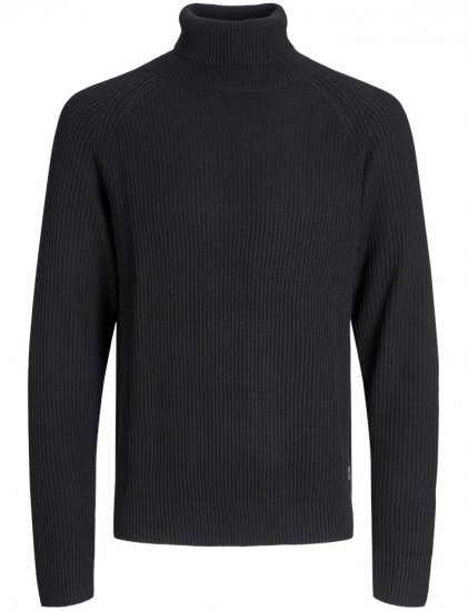 Jack & Jones Pannel Roll Neck Knit Pullover Black - Sviitrid ja dressipluusid - Meeste suured kapuutsiga jakid suurustes 2XL – 14XL
