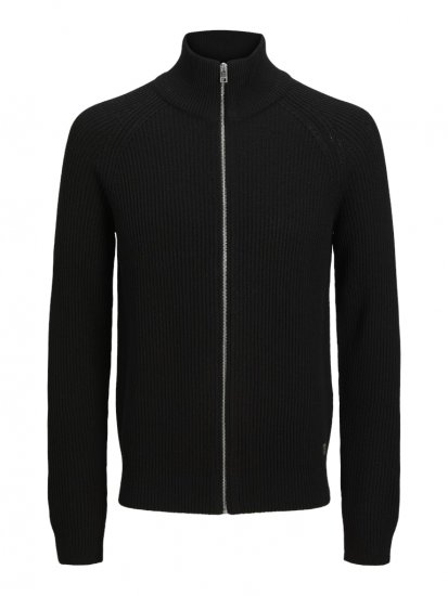 Jack & Jones Pannel Zip Knit Cardigan Black - Sviitrid ja dressipluusid - Meeste suured kapuutsiga jakid suurustes 2XL – 14XL