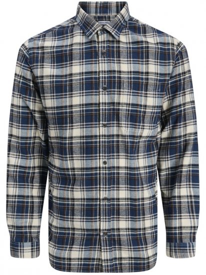 Jack & Jones James Long Sleeve Flannel Shirt Navy Blazer - Särgid - Meeste suured särgid 2XL – 8XL