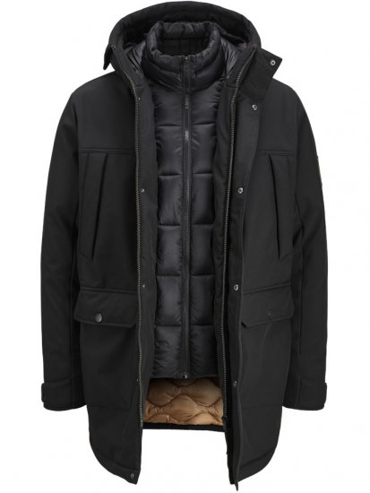 Jack & Jones Finn Softshell Parka Black - Jakid ja joped - Joped, suured suurused: 2XL – 12XL