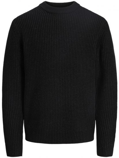 Jack & Jones Bleecker Crew Neck Knitted Sweater Black - Sviitrid ja dressipluusid - Meeste suured kapuutsiga jakid suurustes 2XL – 14XL