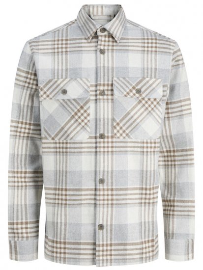 Jack & Jones Rayle Melange Check Long Sleeve Overshirt Brown - Särgid - Meeste suured särgid 2XL – 8XL