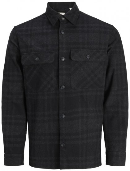 Jack & Jones Rayle Melange Check Long Sleeve Overshirt Black Beauty - Särgid - Meeste suured särgid 2XL – 8XL