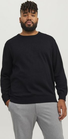 Jack & Jones BASIC Knitted Sweater Black - Sviitrid ja dressipluusid - Meeste suured kapuutsiga jakid suurustes 2XL – 14XL