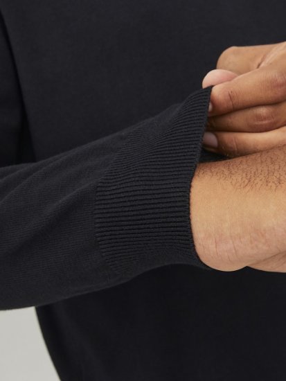 Jack & Jones BASIC Knitted Sweater Black - Sviitrid ja dressipluusid - Meeste suured kapuutsiga jakid suurustes 2XL – 14XL