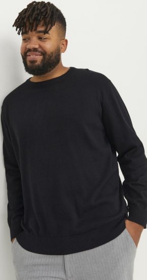 Jack & Jones BASIC Knitted Sweater Black - Sviitrid ja dressipluusid - Meeste suured kapuutsiga jakid suurustes 2XL – 14XL