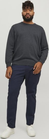 Jack & Jones BASIC Knitted Sweater Dark Grey Melange - Sviitrid ja dressipluusid - Meeste suured kapuutsiga jakid suurustes 2XL – 14XL