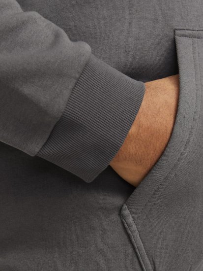 Jack & Jones BRADLEY Hoodie Grey - Sviitrid ja dressipluusid - Meeste suured kapuutsiga jakid suurustes 2XL – 14XL