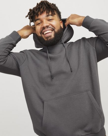 Jack & Jones BRADLEY Hoodie Grey - Sviitrid ja dressipluusid - Meeste suured kapuutsiga jakid suurustes 2XL – 14XL