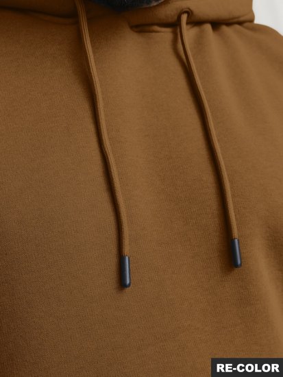 Jack & Jones BRADLEY Hoodie Brown - Sviitrid ja dressipluusid - Meeste suured kapuutsiga jakid suurustes 2XL – 14XL