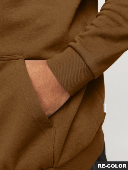 Jack & Jones BRADLEY Hoodie Brown - Sviitrid ja dressipluusid - Meeste suured kapuutsiga jakid suurustes 2XL – 14XL