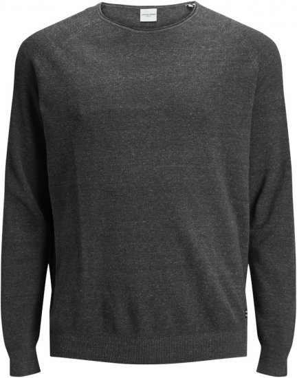 Jack & Jones HILL Knitted Sweater Dark Grey Melange - Sviitrid ja dressipluusid - Meeste suured kapuutsiga jakid suurustes 2XL – 14XL