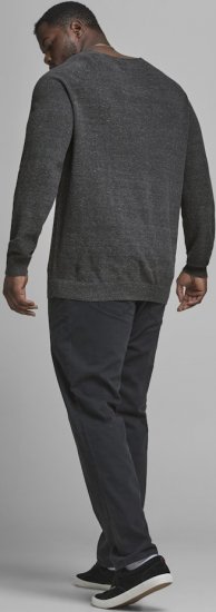 Jack & Jones HILL Knitted Sweater Dark Grey Melange - Sviitrid ja dressipluusid - Meeste suured kapuutsiga jakid suurustes 2XL – 14XL