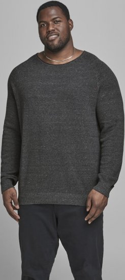 Jack & Jones HILL Knitted Sweater Dark Grey Melange - Sviitrid ja dressipluusid - Meeste suured kapuutsiga jakid suurustes 2XL – 14XL
