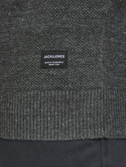Jack & Jones HILL Knitted Sweater Dark Grey Melange - Sviitrid ja dressipluusid - Meeste suured kapuutsiga jakid suurustes 2XL – 14XL