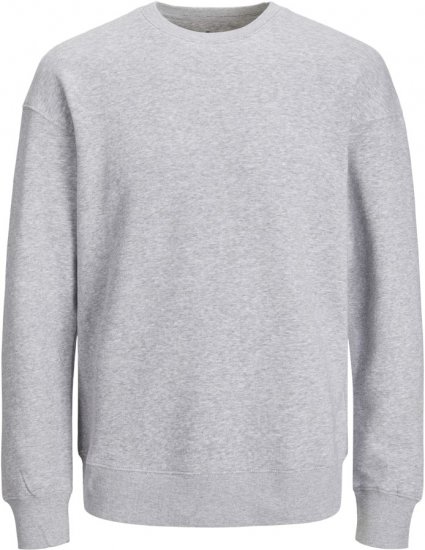 Jack & Jones BRADLEY Sweatshirt Light Grey Melange - Sviitrid ja dressipluusid - Meeste suured kapuutsiga jakid suurustes 2XL – 14XL