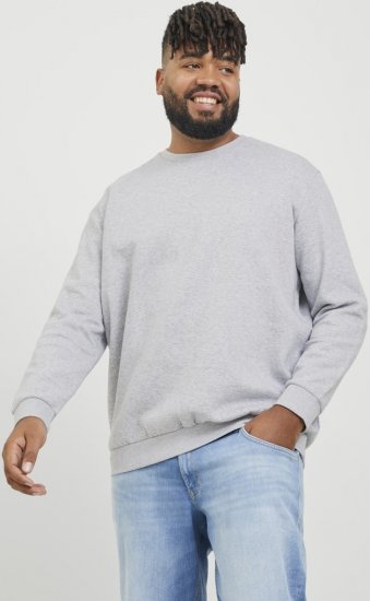 Jack & Jones BRADLEY Sweatshirt Light Grey Melange - Sviitrid ja dressipluusid - Meeste suured kapuutsiga jakid suurustes 2XL – 14XL