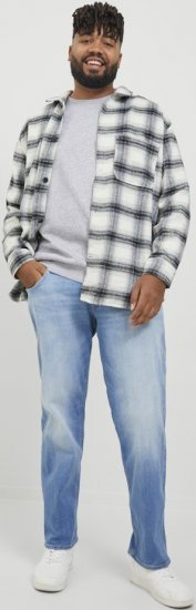Jack & Jones BRADLEY Sweatshirt Light Grey Melange - Sviitrid ja dressipluusid - Meeste suured kapuutsiga jakid suurustes 2XL – 14XL