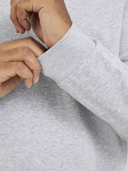 Jack & Jones BRADLEY Sweatshirt Light Grey Melange - Sviitrid ja dressipluusid - Meeste suured kapuutsiga jakid suurustes 2XL – 14XL