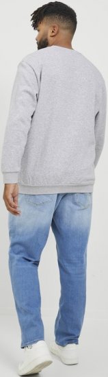 Jack & Jones BRADLEY Sweatshirt Light Grey Melange - Sviitrid ja dressipluusid - Meeste suured kapuutsiga jakid suurustes 2XL – 14XL