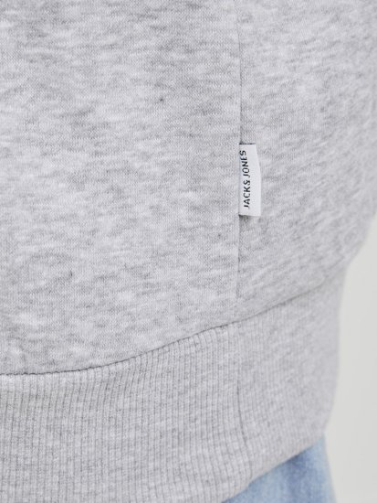 Jack & Jones BRADLEY Sweatshirt Light Grey Melange - Sviitrid ja dressipluusid - Meeste suured kapuutsiga jakid suurustes 2XL – 14XL