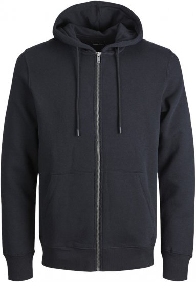 Jack & Jones BRADLEY Zip Hoodi Black - Sviitrid ja dressipluusid - Meeste suured kapuutsiga jakid suurustes 2XL – 14XL