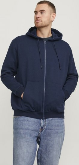 Jack & Jones BRADLEY Zip Hoodie Navy Blazer - Sviitrid ja dressipluusid - Meeste suured kapuutsiga jakid suurustes 2XL – 14XL