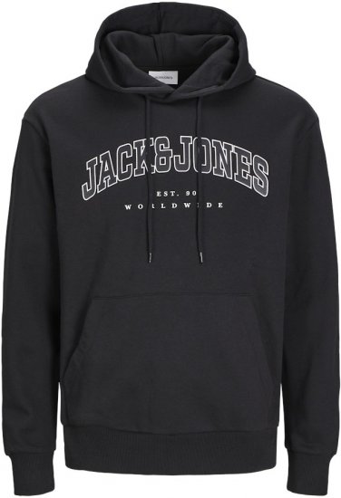 Jack & Jones CALEB Hoodie Black - Sviitrid ja dressipluusid - Meeste suured kapuutsiga jakid suurustes 2XL – 14XL