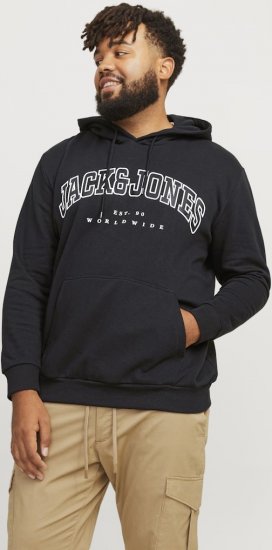 Jack & Jones CALEB Hoodie Black - Sviitrid ja dressipluusid - Meeste suured kapuutsiga jakid suurustes 2XL – 14XL