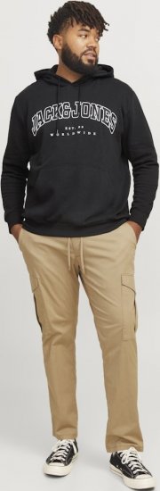 Jack & Jones CALEB Hoodie Black - Sviitrid ja dressipluusid - Meeste suured kapuutsiga jakid suurustes 2XL – 14XL