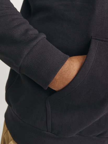 Jack & Jones CALEB Hoodie Black - Sviitrid ja dressipluusid - Meeste suured kapuutsiga jakid suurustes 2XL – 14XL