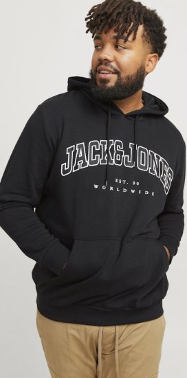 Jack & Jones CALEB Hoodie Black - Sviitrid ja dressipluusid - Meeste suured kapuutsiga jakid suurustes 2XL – 14XL