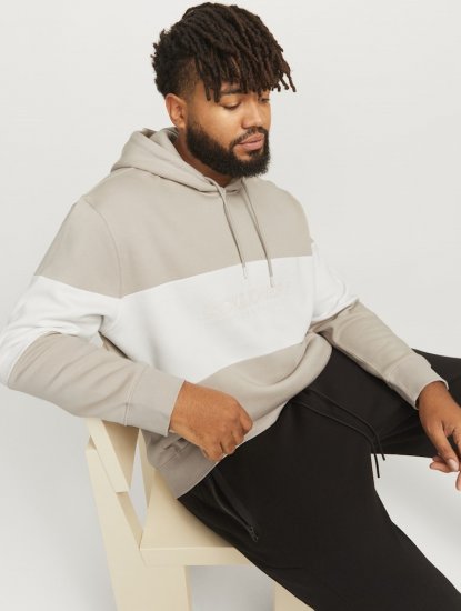 Jack & Jones LEGACY 2 Color Hoodie Beige - Sviitrid ja dressipluusid - Meeste suured kapuutsiga jakid suurustes 2XL – 14XL