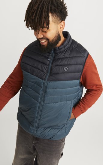 Jack & Jones SPRINT Black Blocking BODYWARMER With Collar Dark Turquoise - Jakid ja joped - Joped, suured suurused: 2XL – 12XL