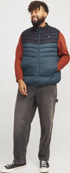 Jack & Jones SPRINT Black Blocking BODYWARMER With Collar Dark Turquoise - Jakid ja joped - Joped, suured suurused: 2XL – 12XL