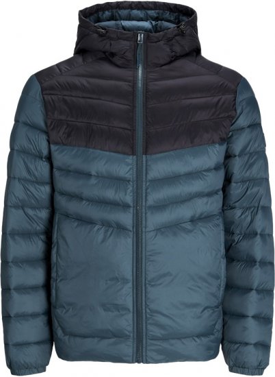 Jack & Jones SPRINT Black Blocking Quilted Hooded Jacket Turquoise Blue - Jakid ja joped - Joped, suured suurused: 2XL – 12XL
