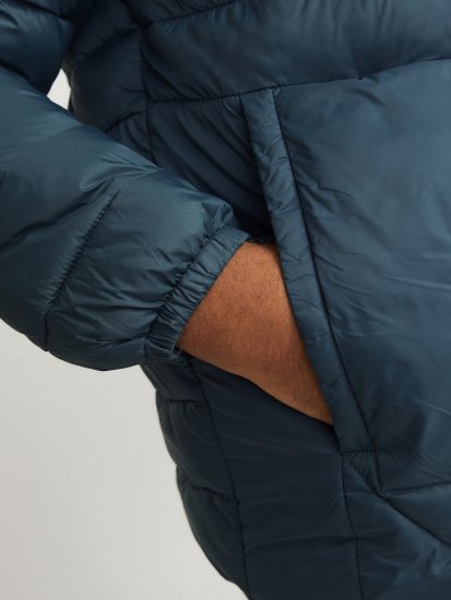 Jack & Jones SPRINT Black Blocking Quilted Hooded Jacket Turquoise Blue - Jakid ja joped - Joped, suured suurused: 2XL – 12XL