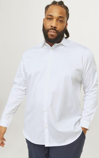 Jack & Jones ARMA LS Shirt White - Särgid - Meeste suured särgid 2XL – 8XL