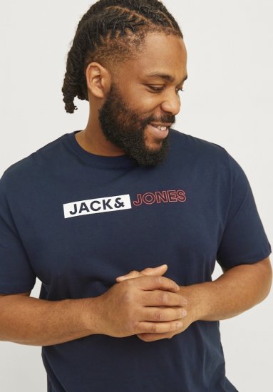 Jack & Jones CORP Logo Play 5 T-Shirt Navy Blazer - T-särgid - Suured T-särgid 2XL – 14XL